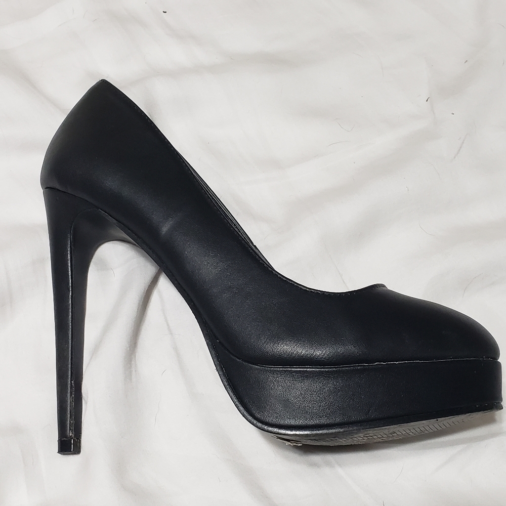 Black leather heel